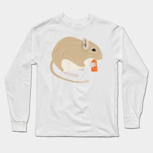 Cute golden gerbil eating carrot Long Sleeve T-Shirt